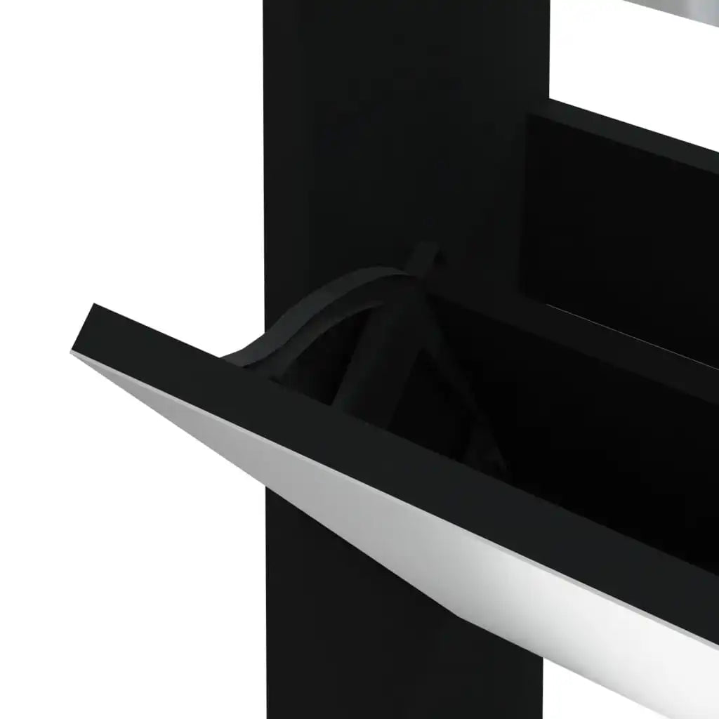 Shoe cabinet with mirror 3 levels black 63x17x102,5 cm - view 6