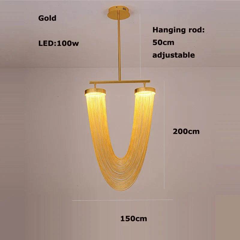 LED chandelier in chromed aluminium with variable intensity - White light / Gold 4