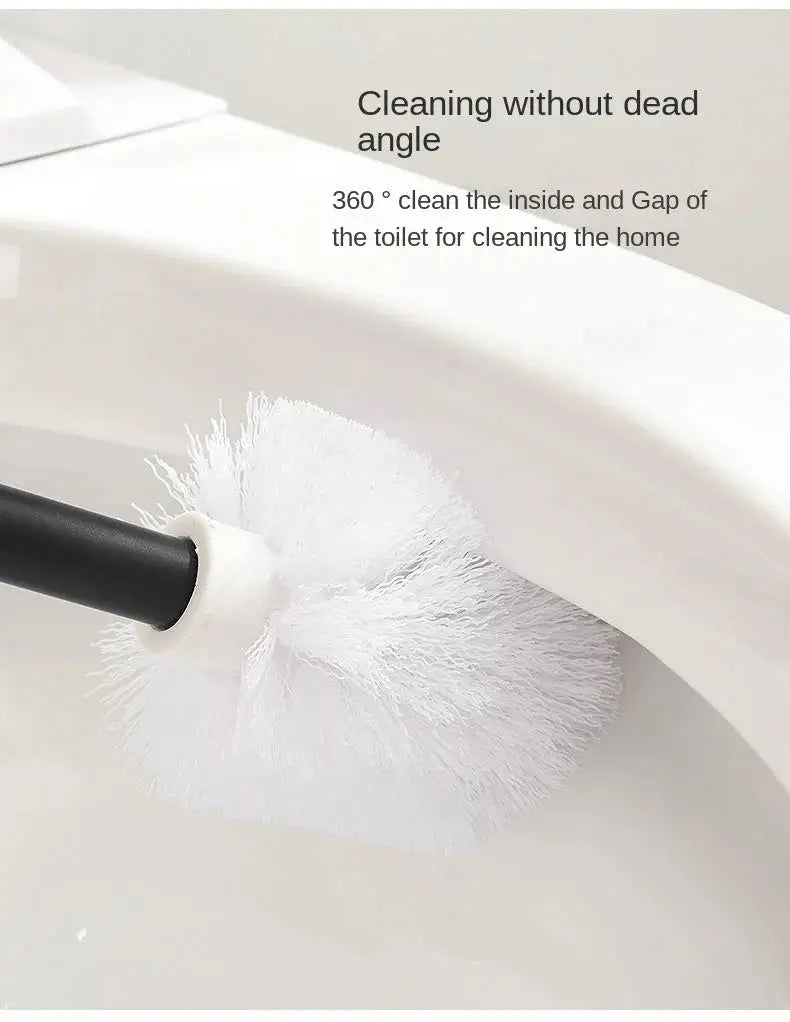 Wall-Mounted Toilet Brush Holder Set, Ceramic Base, Solid Wood, Luxury Bathroom Accessories, No Dead Corner - view 3