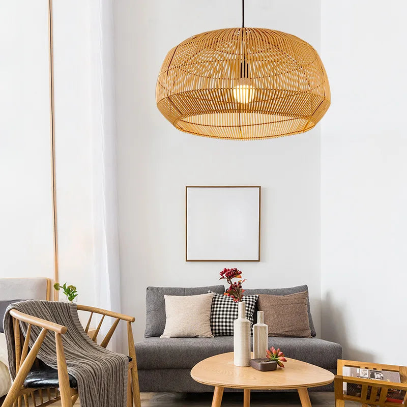 Vintage pendant light in Chinese style bamboo hand made for interior decoration - view 2
