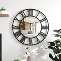 Decorative wall clock with 12 hours display and Roman numerals - Black