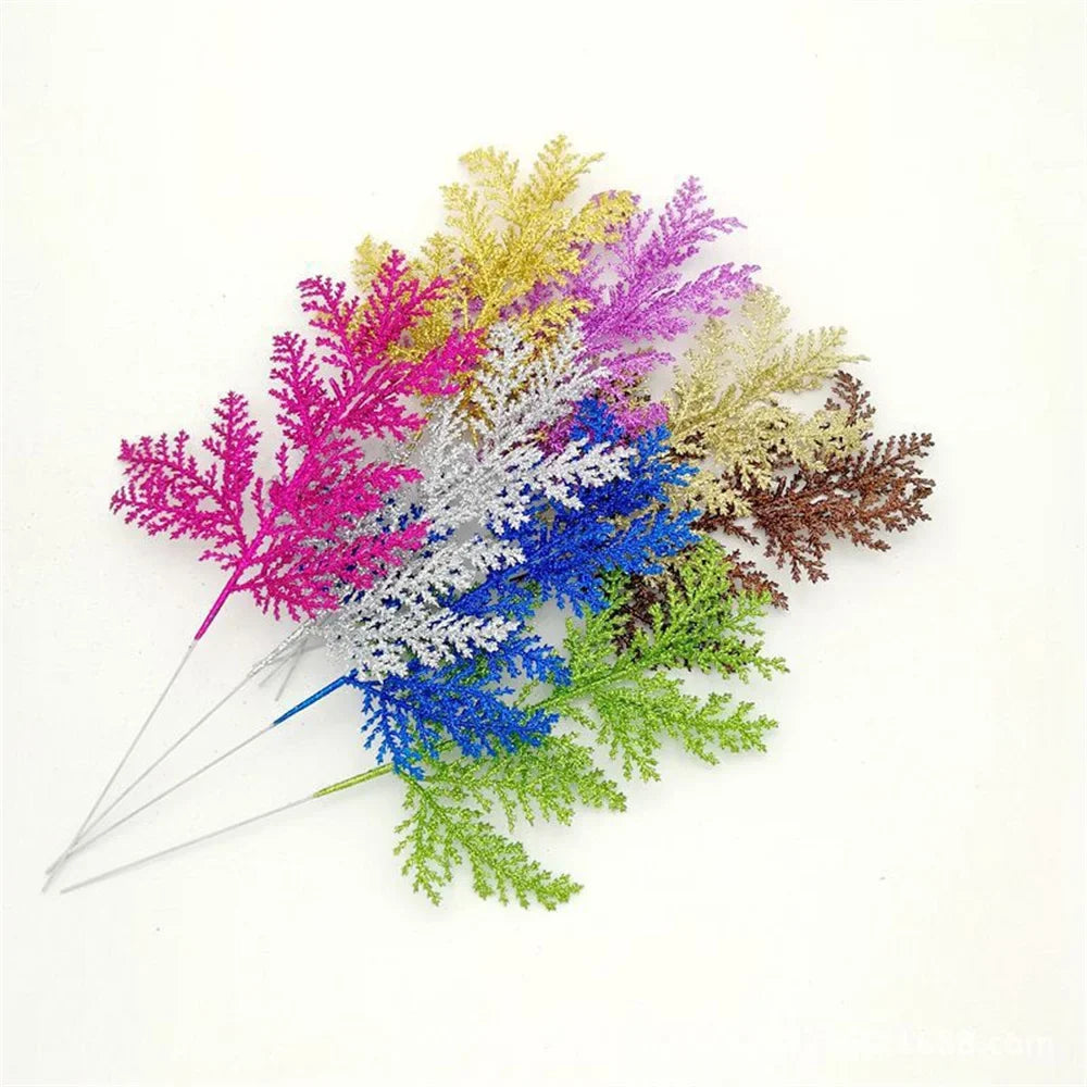 Christmas decoration glitter pine leaves for DIY tree crown - view 2