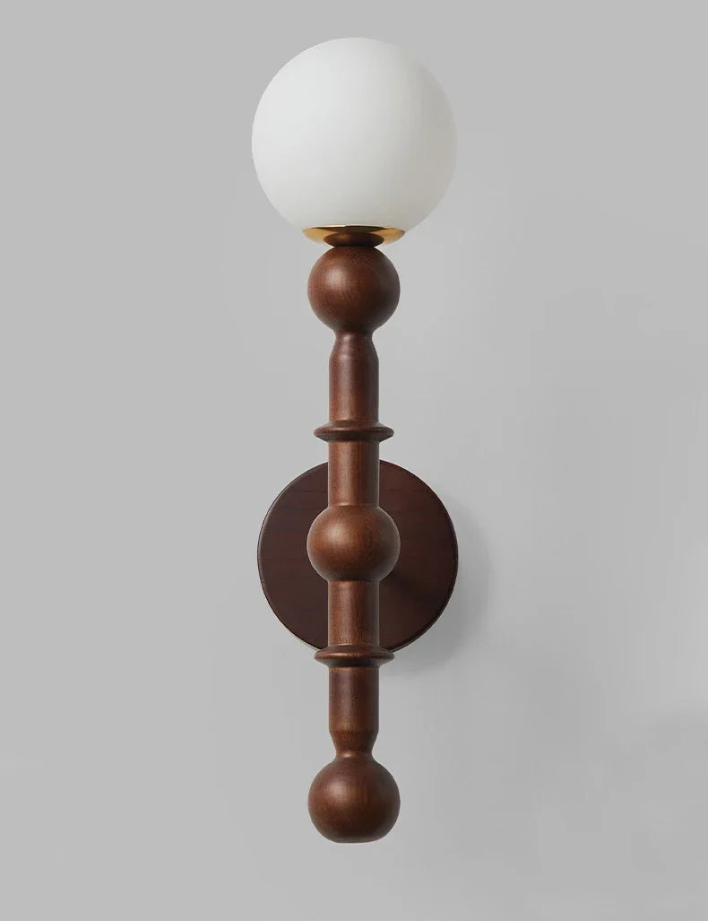 Wall sconce in wood with Japanese glass and blue light - view 5