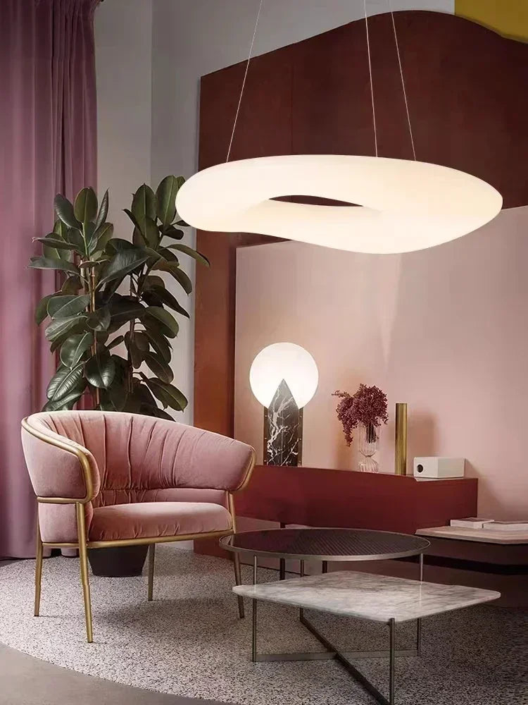 Modern minimalist acrylic eye protection pendant light, living room, bedroom, circular LED indoor lighting