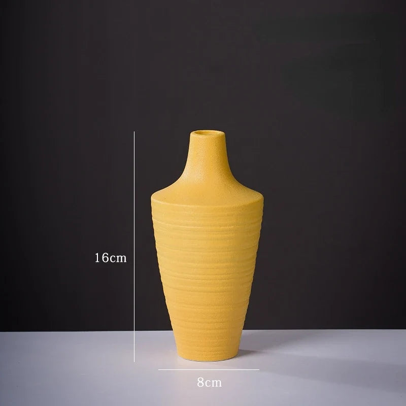 Ceramic Small Vase for Home Decoration, Simple and Modern, Round Flowers, Solid Color, New - 4
