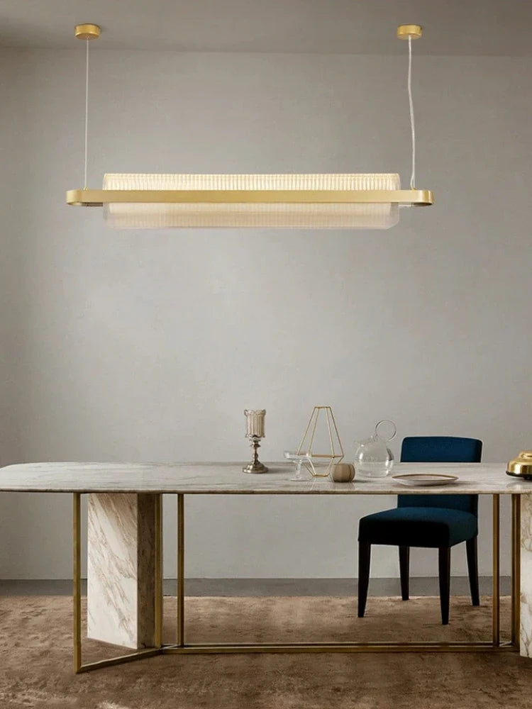 Long minimalist chandelier for coffee restaurant or creative office - view 2