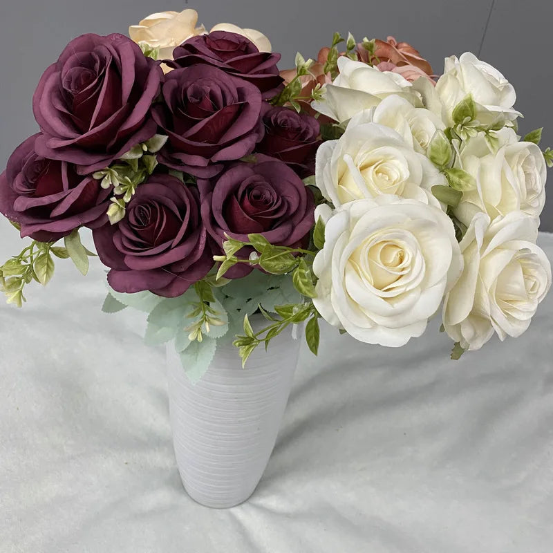 Bouquet of artificial silk rose wines elegant floral decoration - view 2