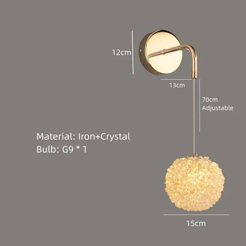 Wall sconce in crystal and metal gold elegant design for modern interior - A-15cm / White Light