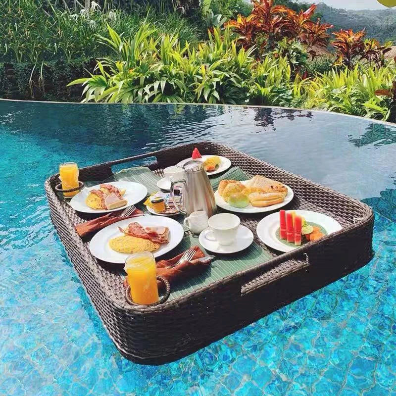 Nordic rattan tray for fruit and pool drinks - view 5