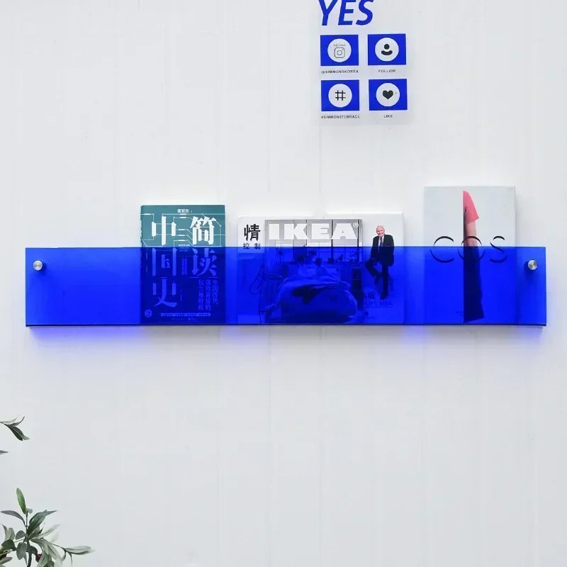 Transparent acrylic wall shelf for various storage - Blue 40cm