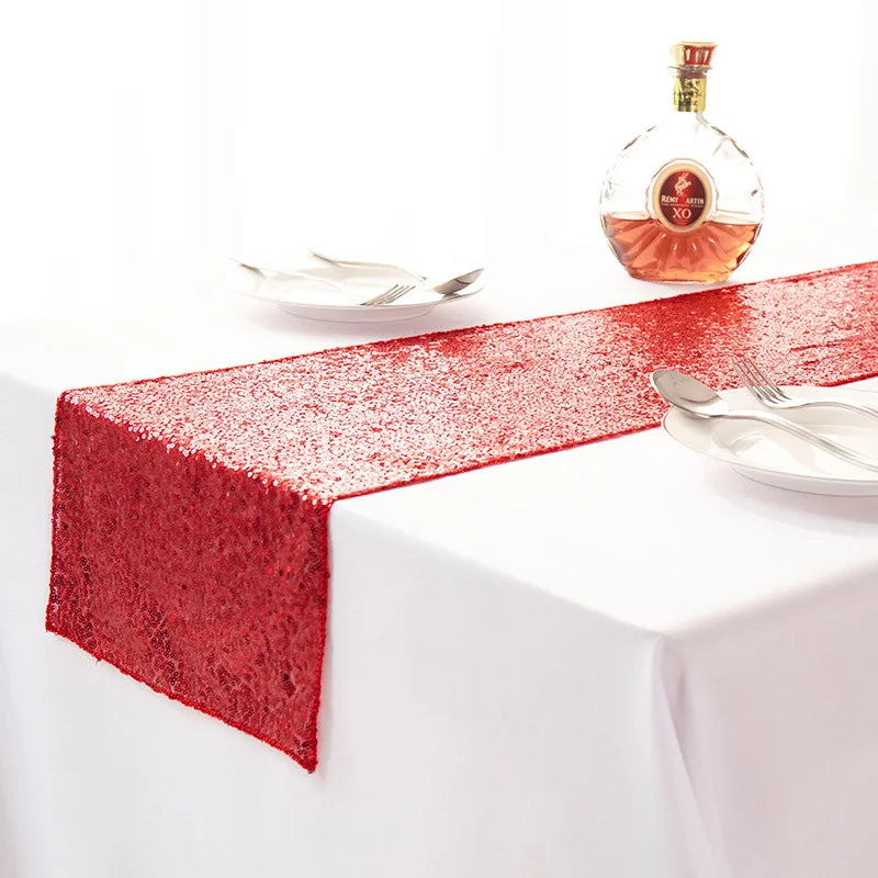 Orange table runner with glitter decoration parties - 30X120cm