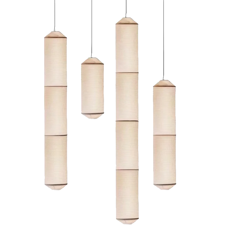 Fabric cylindrical pendant light for elegant interior decoration - view 6