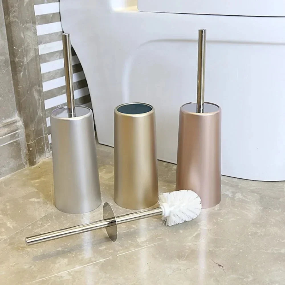 Luxury toilet brush with gold holder for bathroom