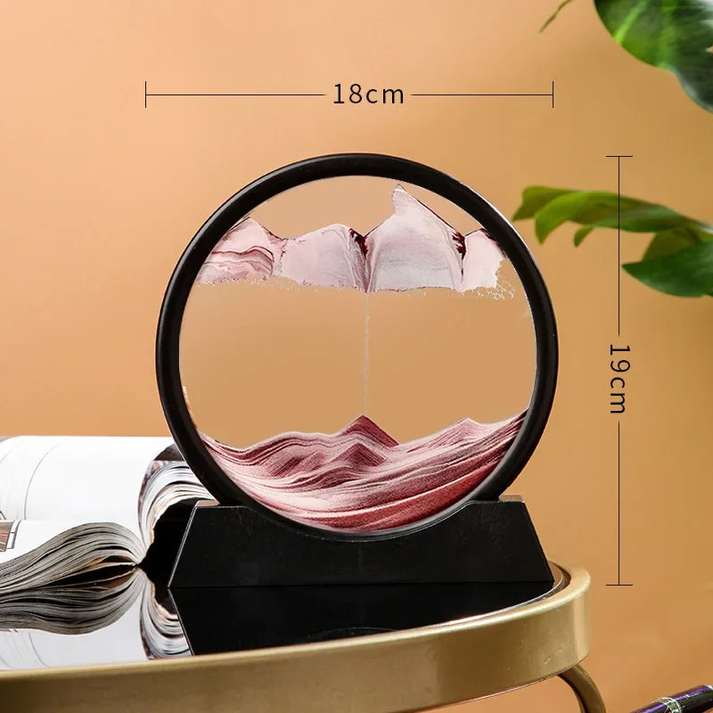 Glass hourglass 3d sand landscape in motion artistic decoration - C-Coffee (7 Inches)