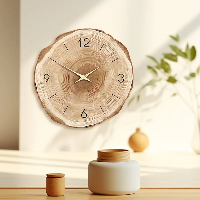 Modern wall clock in fake wood for interior decoration - view 3