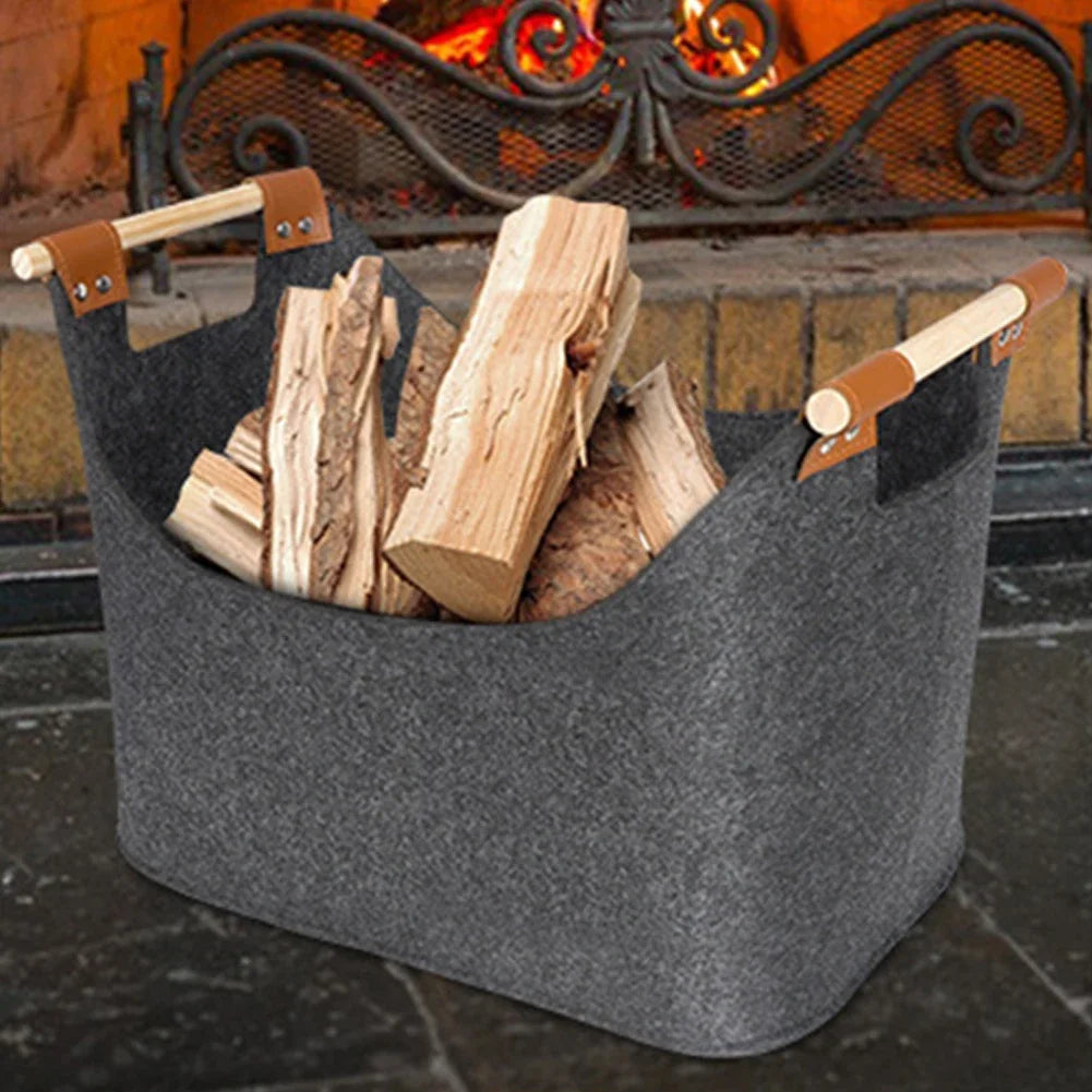 Folding felt basket for wood and clothing storage - view 2