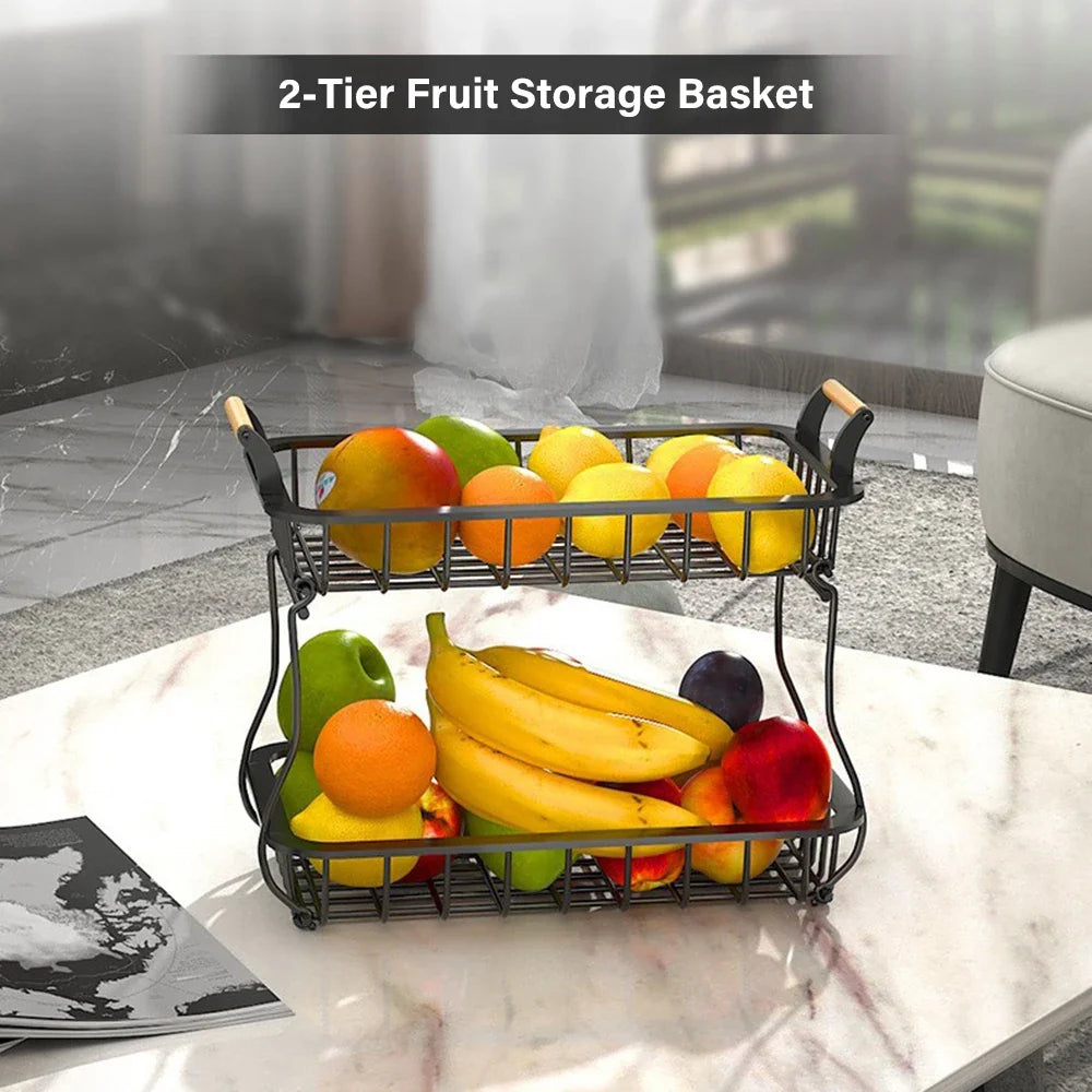 Rectangular two-level storage basket for fruits and vegetables - view 2