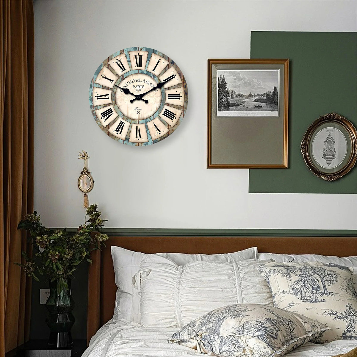A Country Retro Style Wooden Round Wall Clock, Wooden Texture Design Wall Clock, Silent and Non-Drip, Battery Powered Decorative Clock for Home Kitchen, Living Room, Office, Bathroom, Bedroom 11.2inch Inches 15.6inch Inches ( - view 2