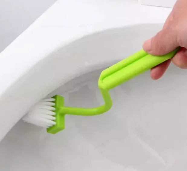 Curved toilet brush with wall fastening with soft hair - Green