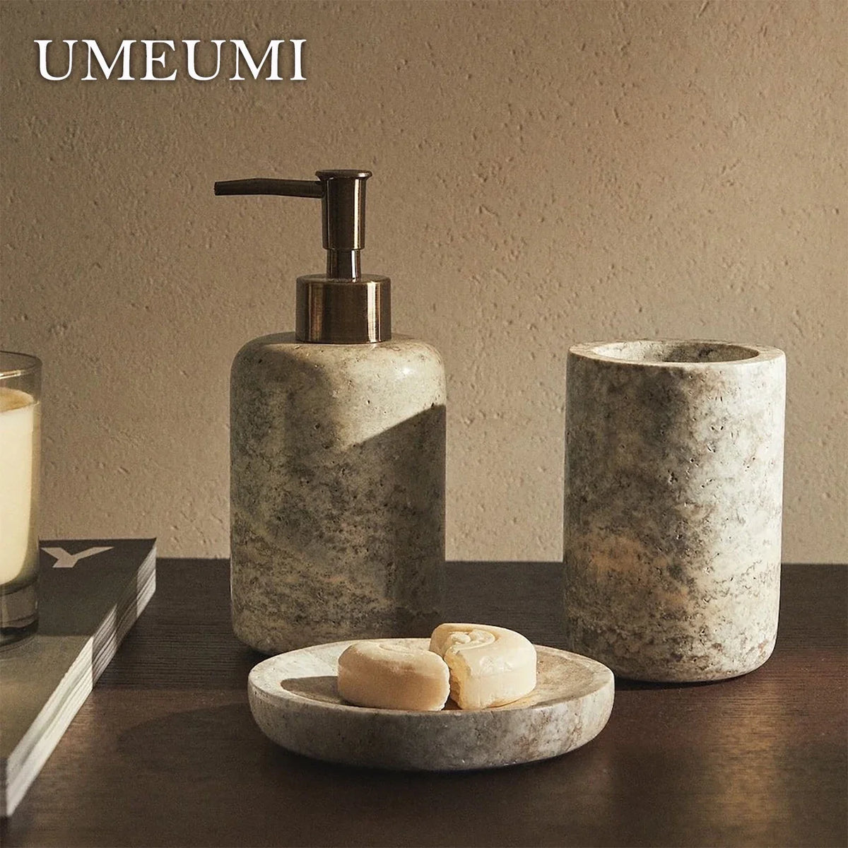 Natural marble and travertine bathroom set - view 3