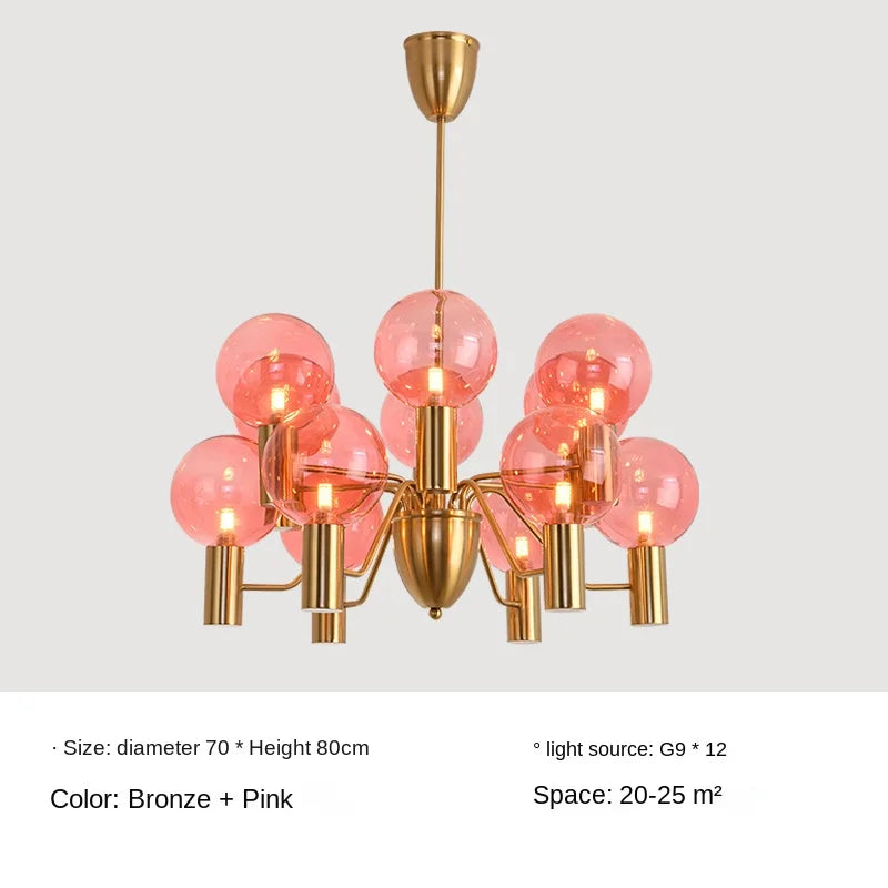 Glass design pendant light for modern interior decoration - Pink-12 / 3 modifiables
