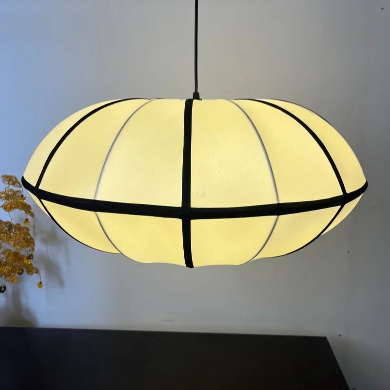 Nordic fabric laten silk Zen during light, living room interior decoration, Japanese beige lantern during light