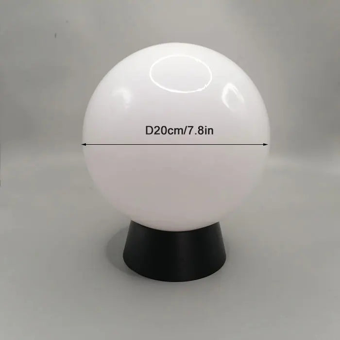 Acrylic Outdoor Globe Pedestal Lamp with Warm Glow - White D20cm