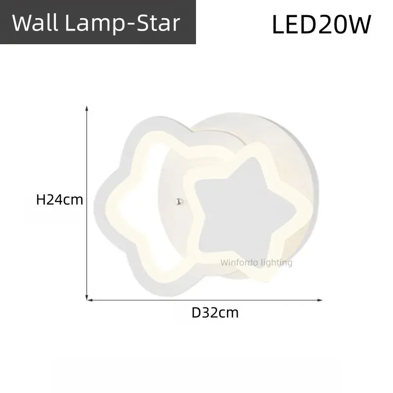 Chandelier modern creative led for children's room and indoor living room - Wall Sconce-Star / 3 Color Temperature