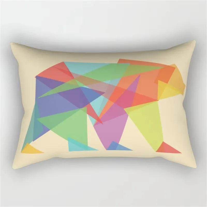 Subtle Botanical Rainbow Geometric Throw Pillow Cover