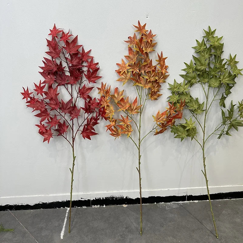 Artificial plants in decorative silk maple foliage for indoor use