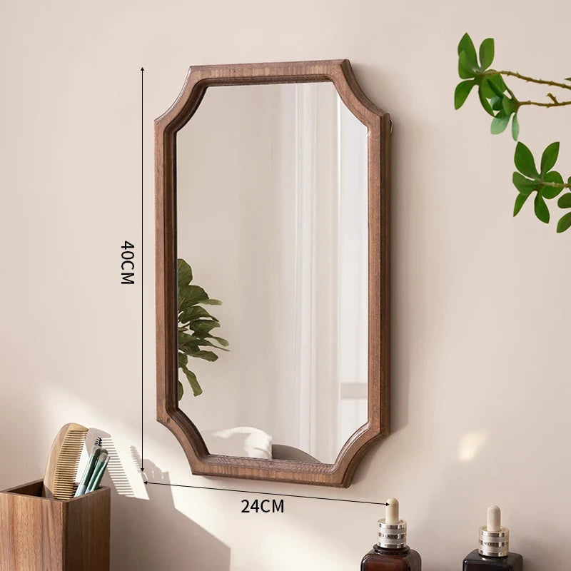 Vintage solid wood mirror for waterproof and rustproof make-up - Lilas 40x 24cm