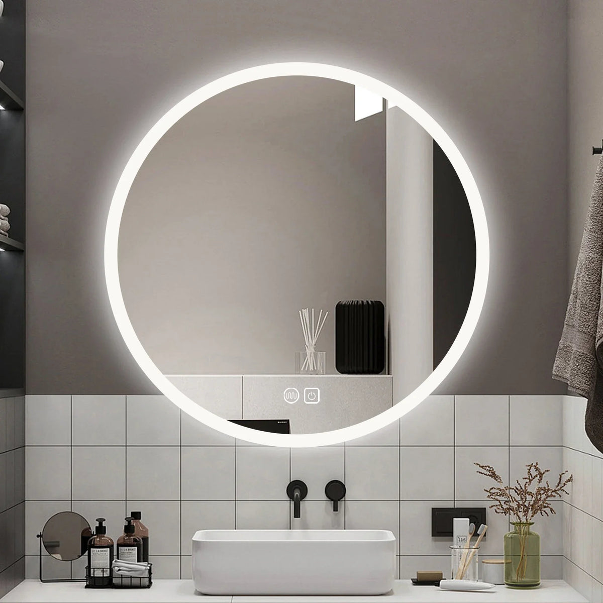 Round light mirror with touch switch and anti-fog function - view 5