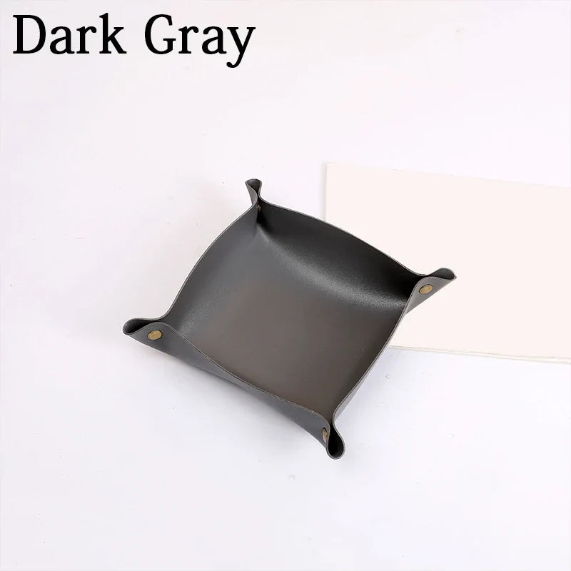 Nordic leather storage tray versatile office organizer - FOUND Gray / M 25x25cm