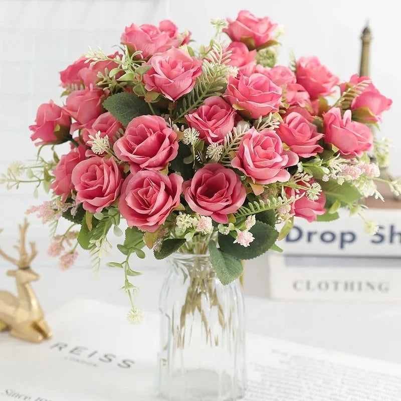 Bouquet of artificial peonies for wedding and interior decoration - Red Pink