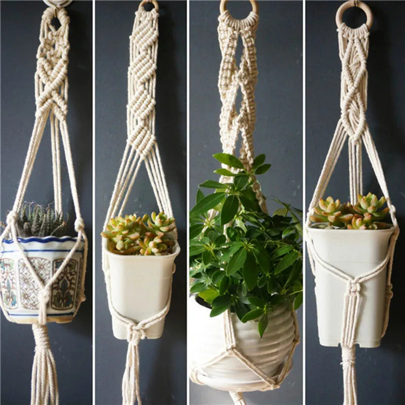 Set of 5 pendant lights of plants in macrame style bohemian handmade - view 3