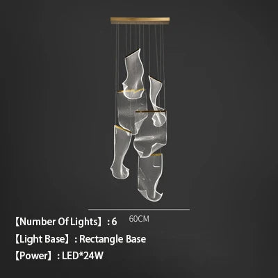 Acrylic chandelier with led design for modern interior decoration - White Light / 6 Rec