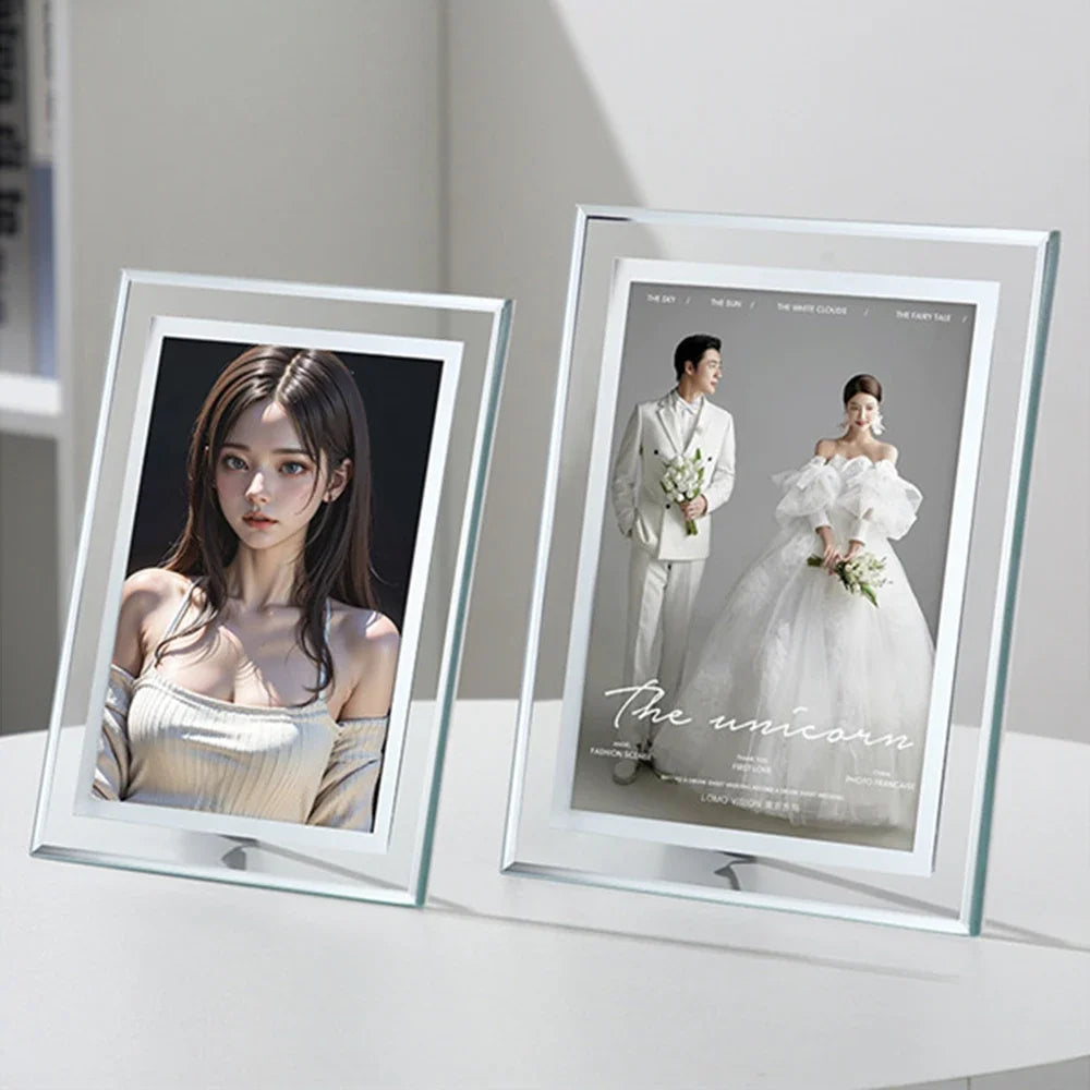 Crystal picture frame for family portraits and travels