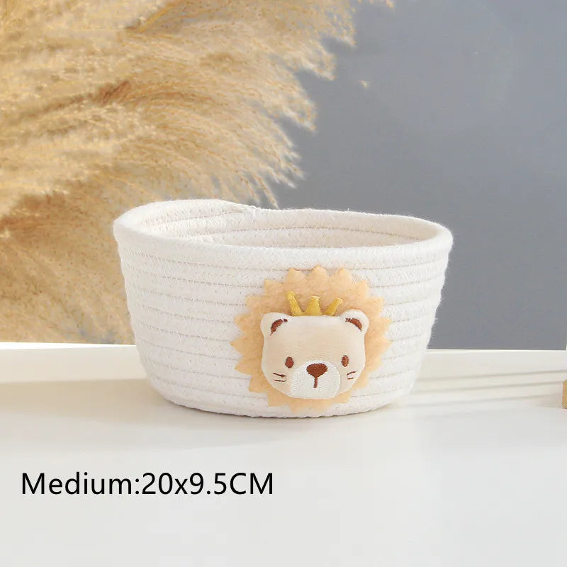 Woven storage basket for toys and various objects - White M
