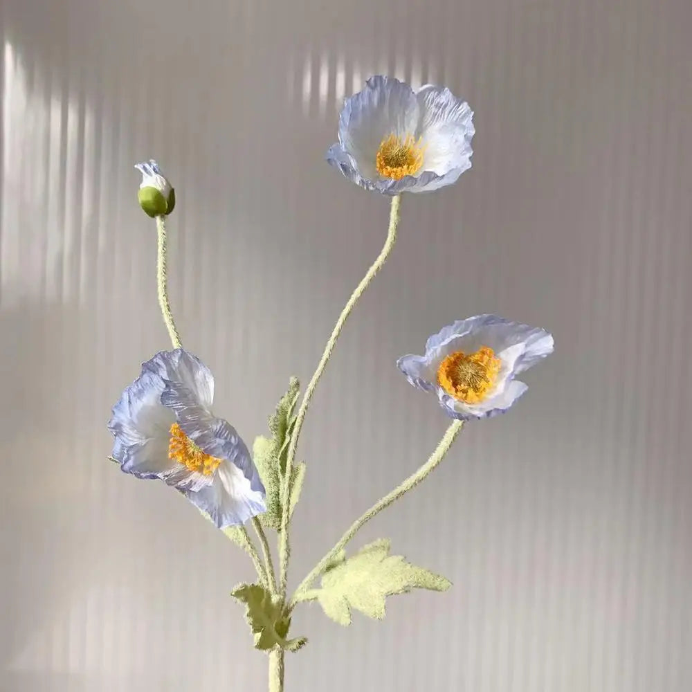 Bouquet of artificial flowers poppy for home decoration garden party - Light Blue