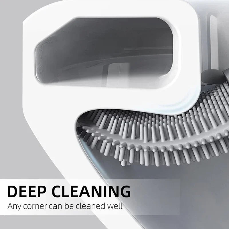 Silicone toilet brush with wall support and long handle - view 4