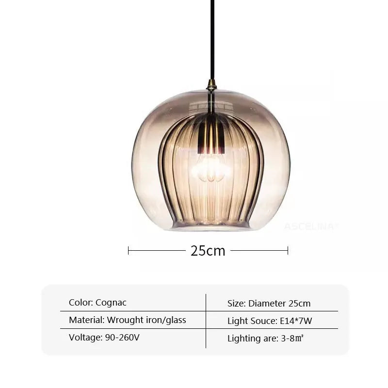 Modern glass chandelier for a creative interior - A25cm / White Light