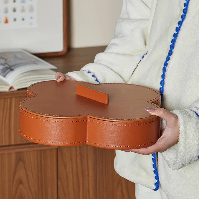 High-end leather round storage box for jewelry and decorative objects - view 2