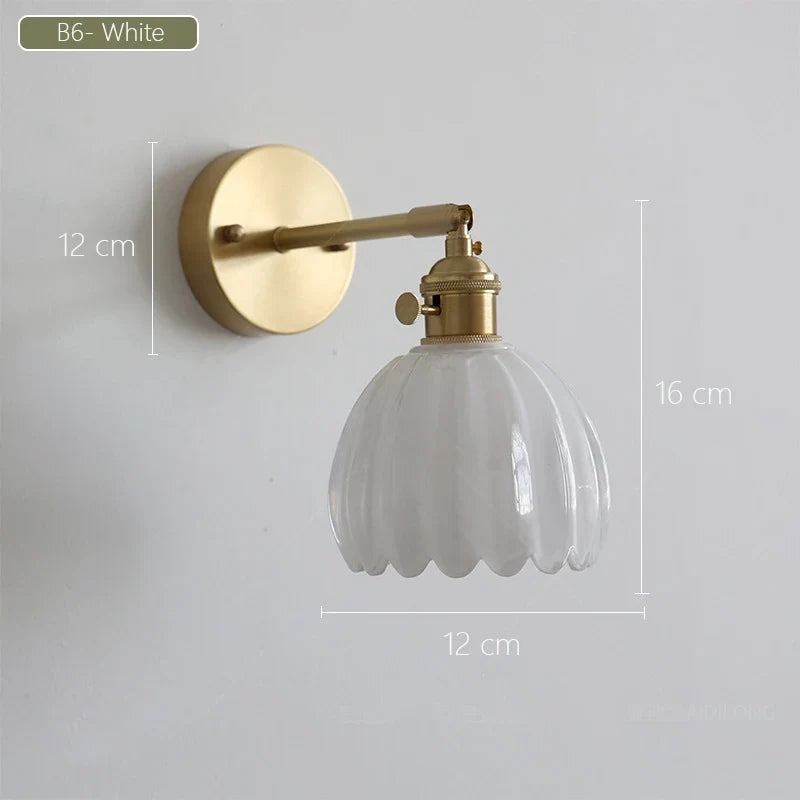 Japanese retro floral glass wall sconce modern and chic design - B6 / Bulb Not Included