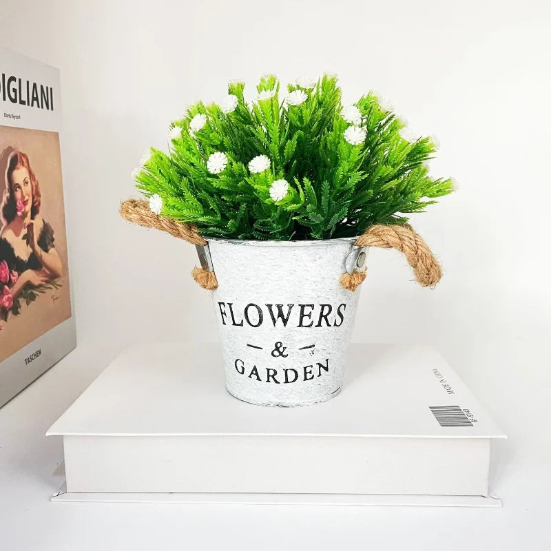 Artificial flower in pot for creative and festive decoration - White