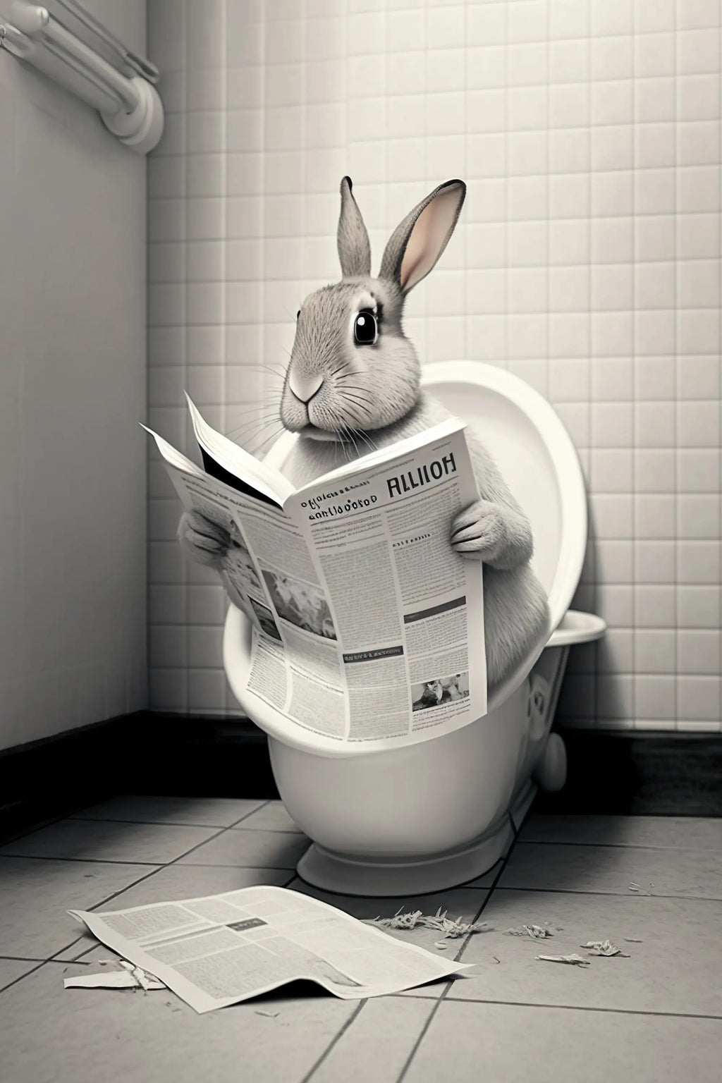 Conversation-Starter Animals on the Toilet Wall Decoration Canvas - 13X18cm Unframed / 21