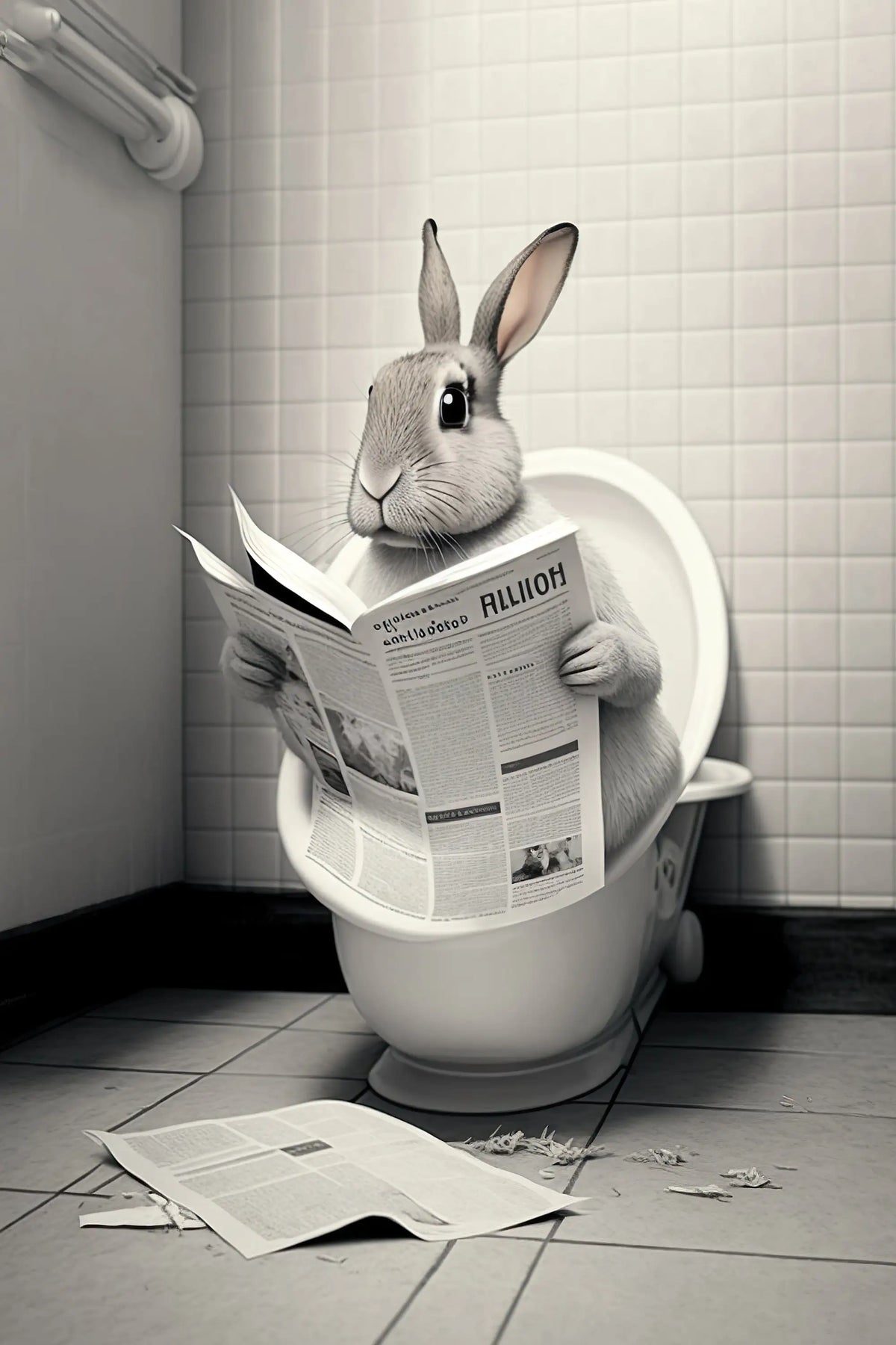 Conversation-Starter Animals on the Toilet Wall Decoration Canvas - 13X18cm Unframed / 21