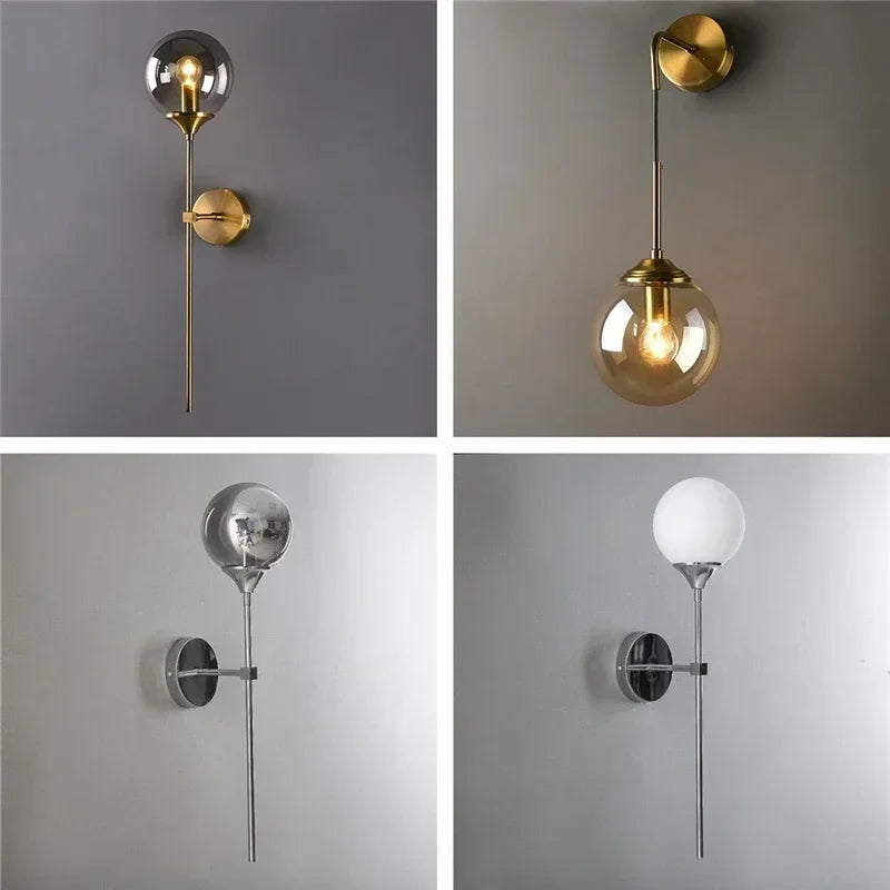 Modern wall sconce in glass and chrome gold for interior decoration - view 6