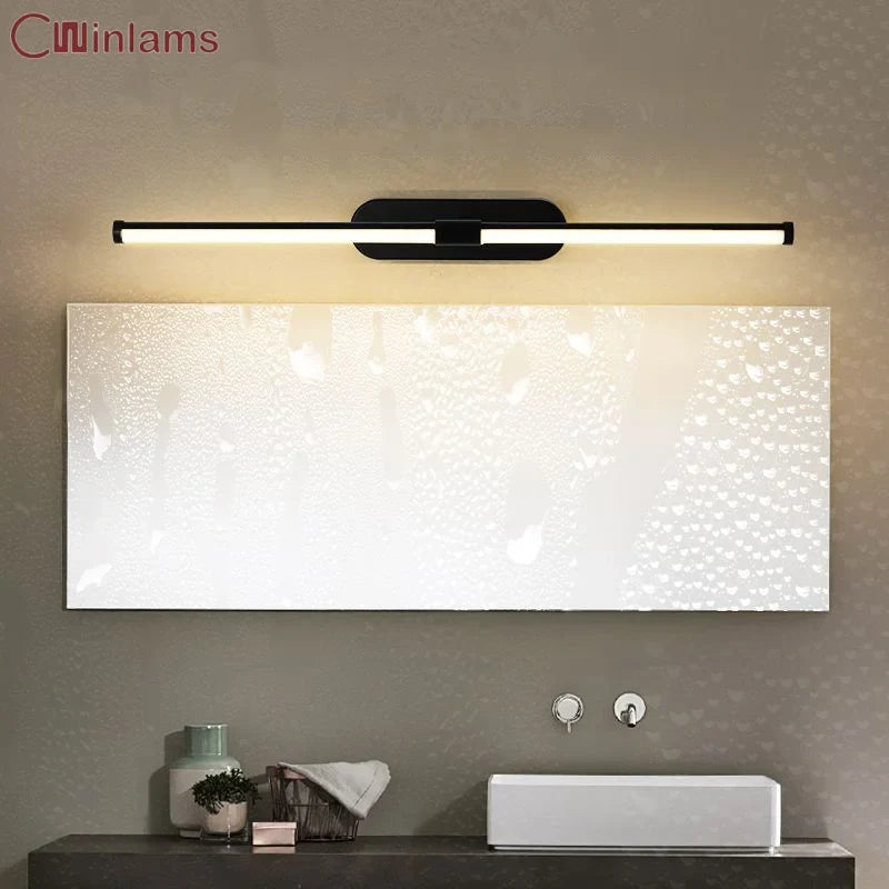 Waterproof anti-fog cosmetic mirror with modern led lighting