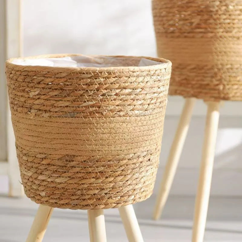Woven wooden pot for flowers and interior decorative storage - view 2