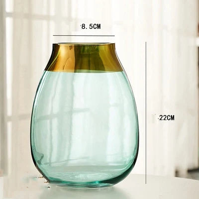 Light luxury handicraft ornaments, ice flower colored glass vase, large transparent glaze ware - as picture2